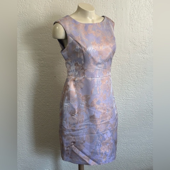 Adrianna Papell Pink and Gold Floral Midi Dress - Picture 3 of 16